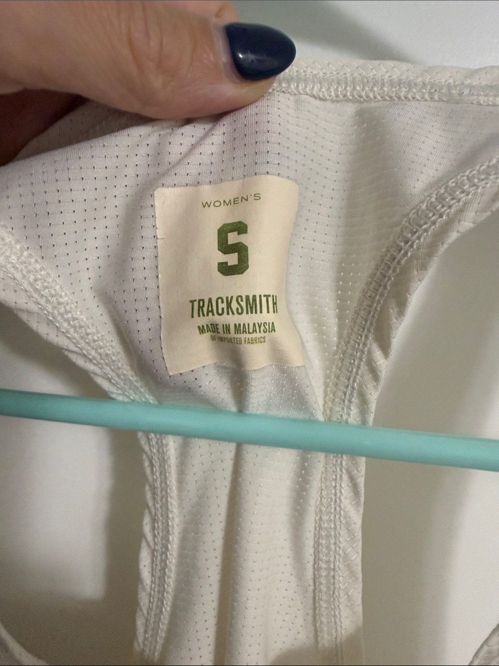 Tracksmith Cream Racerback Performance Tank with Logo Patch - Picture 2 of 3